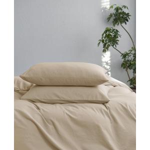 MooMee Bedding Pillowcases Pack of 2 100% Washed Cotton Linen Like Textured Breathable Durable Soft Comfy (Heathered Almond Milk Grey, Standard)