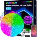 100ft Outdoor Led Strip Lights Waterproof IP67 Outdoor LED Lights Music Sync RGB Color Changing Led Light Strip with Bluetooth App Led Lights for Bedroom Roof Party Christmas Halloween