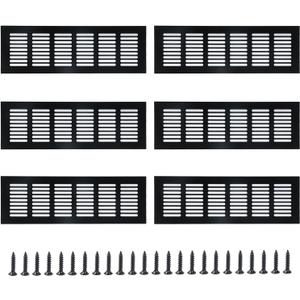 Geesatis Air Vent Covers for Floor, Cabinet, Wall, Ceiling  Heavy Duty Rust-Proof Aluminum Grille with Screws, 6 Pack, Black (8'' x 3.1" Outer Size, Fits 6.6'' x 2.5" Duct Openings)