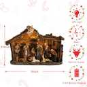 Taman Nativity Set with LED Light - Resin Figurines Tabletop Nativity Scenes Xmas Gifts Collectibles for Christmas Holiday Decorations