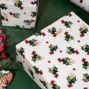 LaRibbons Reversible Christmas Wrapping Paper Mini Roll, Holly Berry Print and Solid Green Design, for Christmas, Holiday, and Seasonal Gift Wrapping, 17" x 33'(46.7 sq. ft)