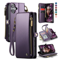 Defencase Compatible with iPhone 17 Case Wallet with RFID Blocking Card Holder for Women and Men, Fashion PU Leather Magnetic Snap Flip Zipper Strap Wallet Phone Case for iPhone 17 6.3", Purple