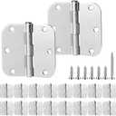 30 Pack Satin Nickel Door Hinges 3.5 inch Brushed Nickel Hinges Rounded 5/8" Radius Corners Bedroom Residential Standard Indoor Door Hardware Hinge