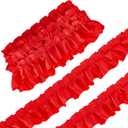 5 Yard Red Satin Ruffle Pleated Trim, 1.57 Inch Wide Organza Single Frill Layer Edging Trimmings, Gathered Ribbon Edge for Applique Sewing Crafts Home Decoration