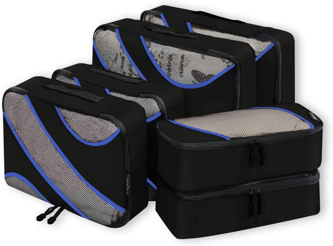 BAGAIL 6 Set Packing Cubes,Travel Luggage Packing Organizers (The Black/Blue)