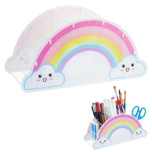 twinklemon Acrylic Pen Pencil Holder Rainbow Desk Organizer Desktop Stationery Organizer Rainbow Supply Caddy for Home Classroom Office Supplies Birthday Gifts