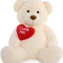 Giant Teddy Bear 52" Stuffed Animal, Big Teddy Bear with Heart, Large Brown Stuffed Bear Plush Toys for Kids, I Love You Valentines Bear Gift for Girlfriend Wedding (Tan)