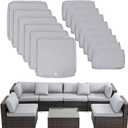 ClawsCover 14Pack Outdoor Patio Seat and Back Cushions Replacement Covers Fit for 7Pieces 6-Seater Wicker Rattan Sectional Couch Chair Furniture Set,Gray-Include Cover Only (Large) (Grey)