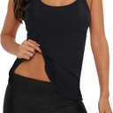 Century Star Tankini Swimsuits for Women Retro Bathing Suits Two Pieces Modest Swimming Wear Sports Tank Tops with Boyshorts (6-8, Pure Black)
