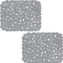 Bligli Pebble Sink Mat for Stainless Steel/Ceramic Sinks, 2 Pack PVC Sink Protectors Mats for Bottom of Kitchen Sink, Dish Drying Mat for Dishes and Glassware, 15.7 x 11.8 inch, Solid Grey