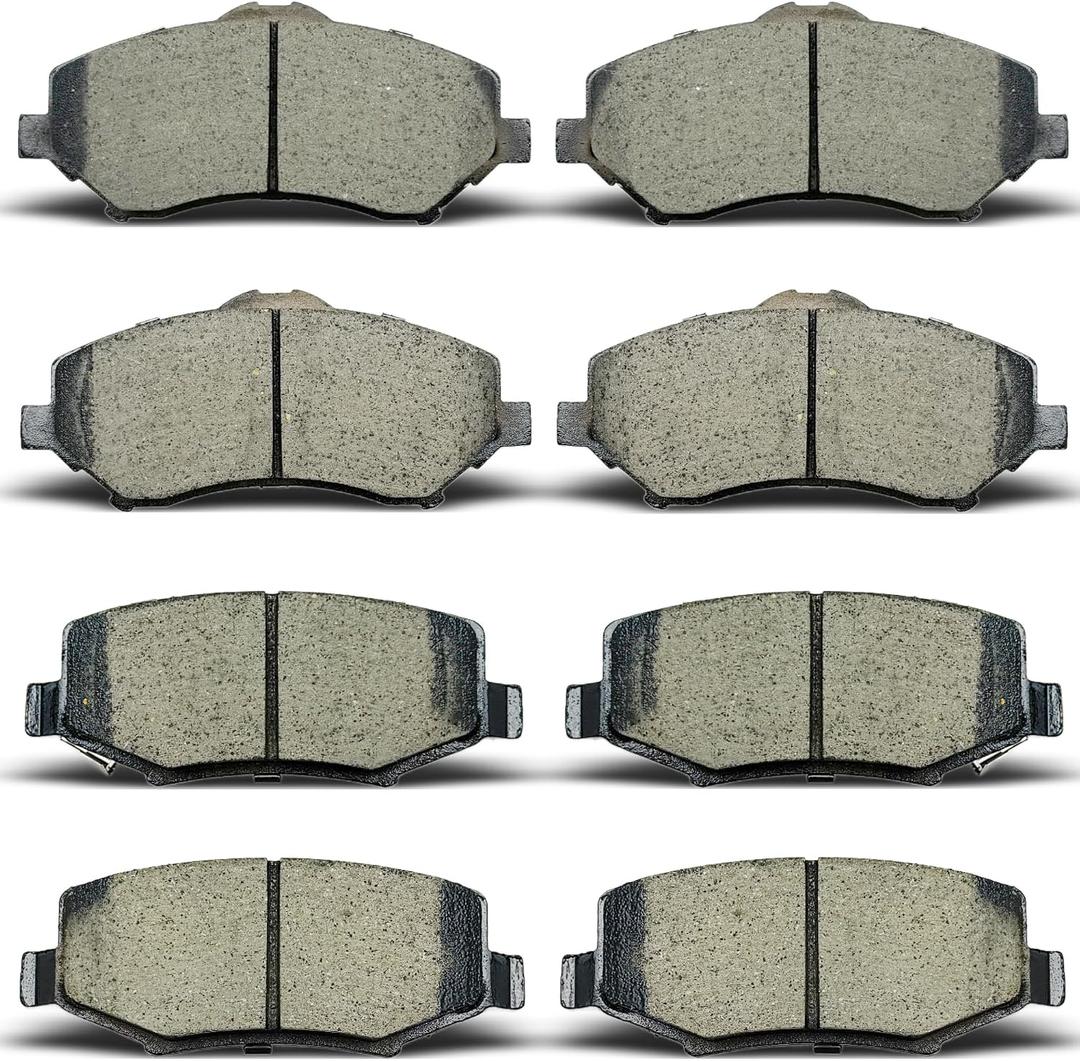 Ceramic Brake Pads, 8pcs Front Rear Brake Pads Brakes D1273,D1274 Kits fit for 2007-2011 for Dodge Nitro,2008-2012 for Jeep Liberty,2007-2017 for Jeep Wrangler,2018 for Jeep Wrangler JK