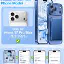 Meifigno Designed for iPhone 17 Pro Max Case Wallet (3-4 Cards & Cash), Built-in Mirror & Kickstand, Surround Raised Lens Protection, for 17 Pro Max Case with Card Holder for Women (6.9"), Deep Blue