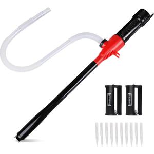 Portable Transfer Pump Battery Operated Electric Siphon Pump for Gas Fuel Diesel Transfer 3.5GPM Flow Oil Extractor - Ideal Gasoline Transfer Pump Easy to Use Hand Fuel Pump (Long Hose, Red)