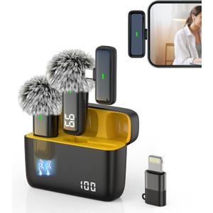 Wireless Microphone for iPhone Android Lav Mic USB C Lavalier Microphone Type C Lapel Mic for iPhone 15/16 iPad Video Recording Vlog TikTok - 24H Charging Case Noise Reduction
