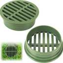 (1 Pack) Calvana 2 Plastic Round Drainage Grate Cover, Fits 4 Pipes, Prevents Debris, Ideal for Lawns, Patios, and Walkways, Durable UV-Resistant Plastic, Easy Installation, Green