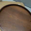 Extra Large Round Solid Wood Serving Tray, Classic Tea Coffee Table Wooden Decorative Ottoman Tray Server for Breakfast in Bed Snack Food Kitchen Party Bar, Raised Edge (16inch/40cm) Walnut