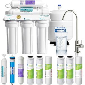 APEC Water ROES-PH75X 6-Stage Alkaline Under Sink Reverse Osmosis Water Filter System, NSF Cetified 372 & 58, 75 GPD, with Extra High Capacity Pre-Filter Set Stage 1-3