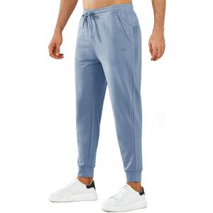 NORTHYARD Men's Cotton Athletic Jogger Sweatpants with Zipper Pockets Running Workout Gym Tapered Pants Comfy Lounge Pants (3X-Large, Grey Blue)