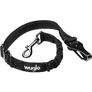 12"-37" Wuglo Dog Seat Belt - Dog Car Harness for Child Safety Seat - Hook Latch Bar & Seat Belt Buckle - Adjustable Universal Dog Seatbelt for Car Travel (Black)