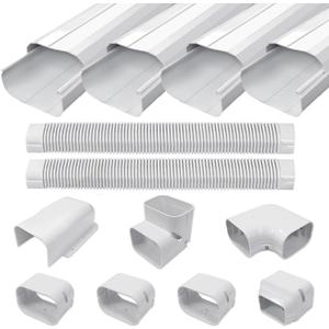 4'' 17 Ft Mini Split Line Cover Set Kit, Ductless Pipe Cover for Mini Split Line, Line Set Cover for Mini Split Air Conditioner, Central AC Pipe Cover