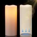 10" Large Solar Flameless Candles Outdoor Waterproof Dusk to Dawn Solar Rechargeable Battery LED Flickering Pillar Candles for Patio Porch Garden Lantern Decor(2 Pack White)