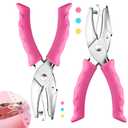 Single Hole Punch, 2 Pcs 1/4" and 1/8" Hole Puncher with Pink Soft Grip for Home, Office and Classroom, Handheld Circle Small Hole Paper Punch for Crafts, Scrapbooks, Tags, Tickets