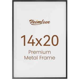 Heimlove 14x20 Metal Picture Frame,Black Aluminum Photo Frames-Real Tempered Glass,Wall Gallery Poster Puzzles Artwork frame Mounting Horizontally or Vertically Decor for Wall-1Pack