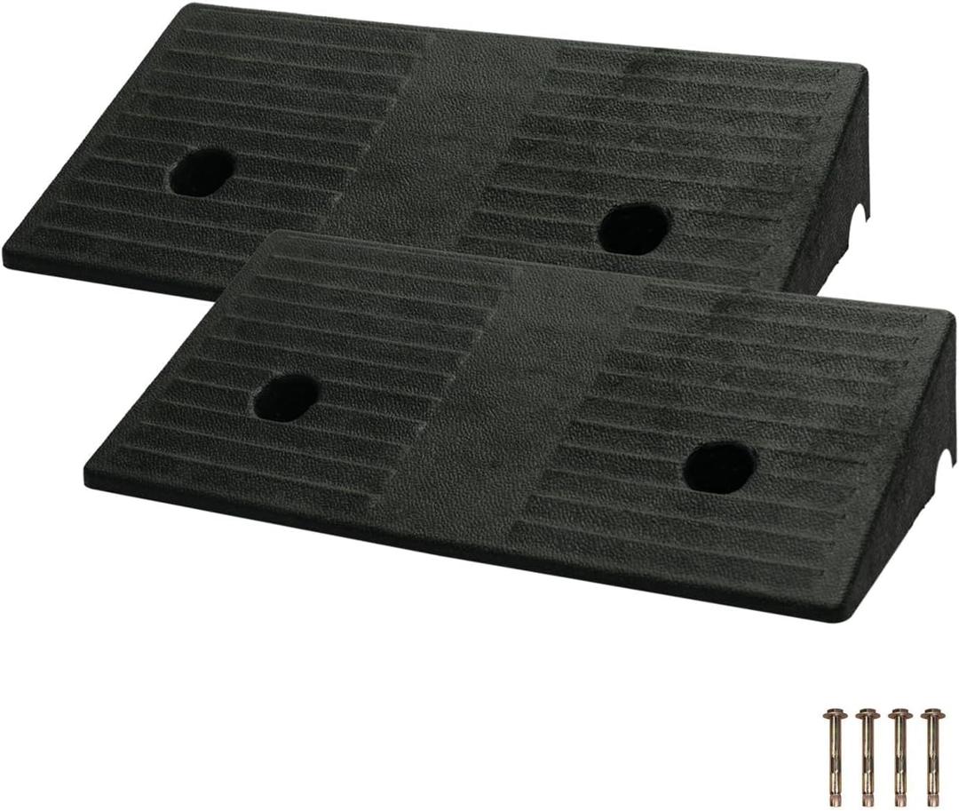 3.5" Rise 2pack Rubber Curb Ramps for Wheelchair Threshold Driveway Doorway Shed, Truck Car Motorcycle Bike Cart Lawn Mowers Angled Step Entry in Ramp, 7000lbs Heavy Duty Powersports Loading Ramp