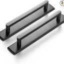 GooKi 2 Pack 5 Inch Matte Black Cabinet Pull Handle with Backplate – Decorative Grooved Texture & NonSlip Grip for Farmhouse/Industrial Kitchen Cabinetry