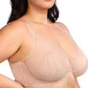 HSIA Minimizer Bras for Women Large Bust Full Coverage Lace Plus Size Bra - Mermaid Scales (38DDD, Light Pink)