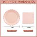 50PCS Pink Paper Plates and Napkins, 25 Guest Light Pink Disposable Tableware Set Include 7Inch Scalloped Paper Plates and Napkins Decoration Party Supplies for Birthday Wedding Baby Shower