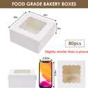 Moretoes 80pcs 6x6x3 Inches Bakery Boxes, Cookie Boxes with Window, Small Treat Containers for Pastries, Chocolate Covered Strawberries, Macarons, Cupcakes, Goodies, Donuts,White