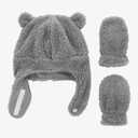 Tadpoles Super Soft Plush Sherpa Hat & Mittens Set, Grey