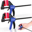 WORKPRO 6" Mini Bar Clamps for Woodworking, One-Handed Clamp/Spreader, Light-Duty Screw-Change F Clamp with 50lbs Load Limit, 2PC