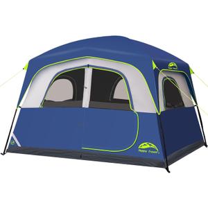 Happy Travel Tent 6 Person Blackout Camping Tent, Portable Easy Setup Cabin Tents with Dark Space Design, Light Blocking Tent with Top Rainfly for Outdoor Camping, Water-Resistant,10'L x 9'W x 79" H