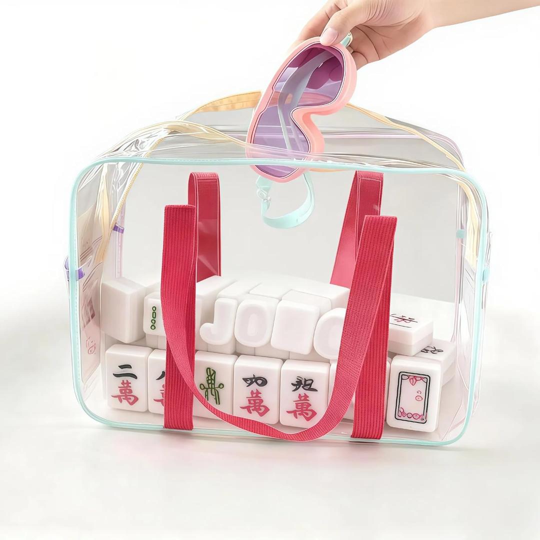 Mahjong Tile Bag for American Mahjong Set  Waterproof Clear PVC Mahjong Accessories Case, Fits Standard Tiles (13.859.43 in)  Portable Travel Storage Organizer for Mahjong Tiles & Game Pieces