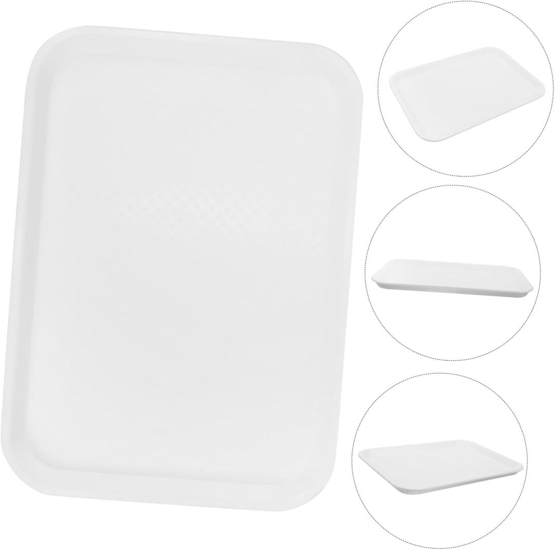  Snack Trays Reusable Plastic Dishes Decorative Serving Plates for Coffee Tables Desktop Use for Parties Gatherings, 2 pcs 12x16x2,5 inch and Plastic Scraper White