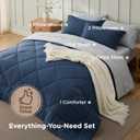Bedsure Blue Comforter Set Queen - 7 Pieces Reversible Navy Bed in a Bag, Blue Comforter Queen Bed Set for All Seasons with 1 Flat Sheet, 1 Fitted Sheet, 2 Pillowcases and 2 Pillow Shams