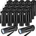 VIHOSE 20 Pcs Mini Flashlights Bulk, Bright Aluminum Handheld Flash Light with Lanyard Small LED Flashlights for Night Reading Emergency Hurricane Camping Hiking, Batteries Not Included(Black)