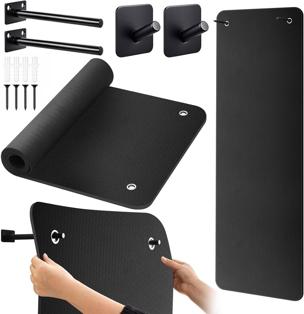 Briwooody Hanging Yoga Mat, Exercise Mat Non Slip Thick for Women and Men, Tear-resistant Fitness Pad with Reinforced Holes for Home Gym, Yoga, Pilates, Stretching