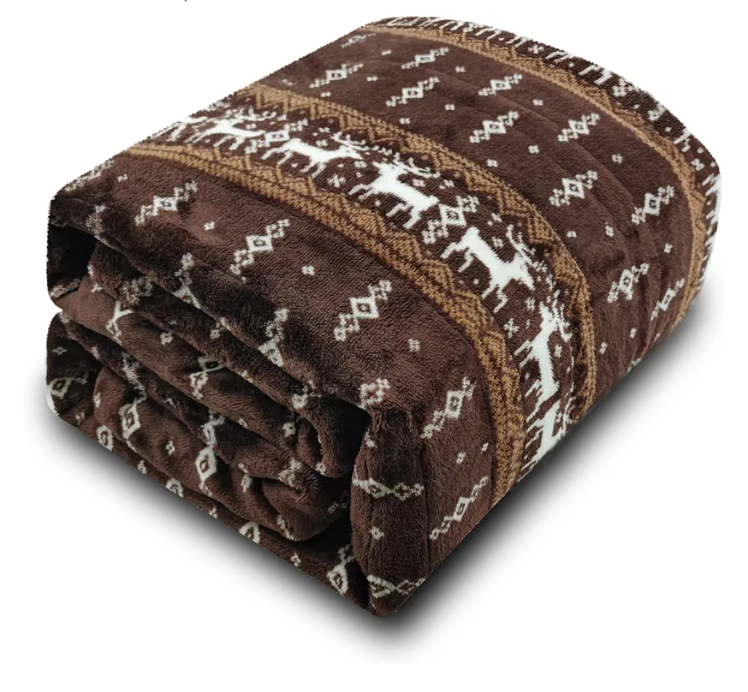 Gintao Electric Heated Blanket Throw,Double Flannel Electric Throw with 3 Heating Levels,ETL&FCC Certified, 4H Auto Off Overheat Protection,Heating Blanket for Home Office, 50"x60" Brown
