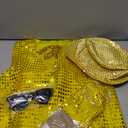 Kids Dance Hip Hop Jazz Costume Boys Sequin Vest Hat Glasses Set for Dance Party 3-12 Years (Gold)