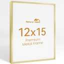12x15 Aluminum Metal Picture Frame,Tempered Glass Gold Photo Frame 12x15 for Family Photo,Posters,Art,Document to Wall Mount Horizontally or Vertically