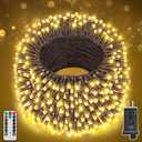 Ccinny 197FT 600 LED Christmas Lights Outdoor, Warm White Christmas Tree Lights Plug in, 8 Modes Twinkle String Light for Outside Bedroom Wedding Party Ceiling Xmas Home Decorations