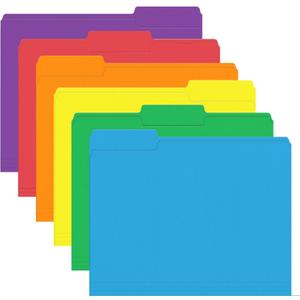 File Folder, PANDRI 120 Pack Colored File Folder, 1/3 Cut Tab, Letter Size, Assorted 6 Colors Filing Folder for Office School Business