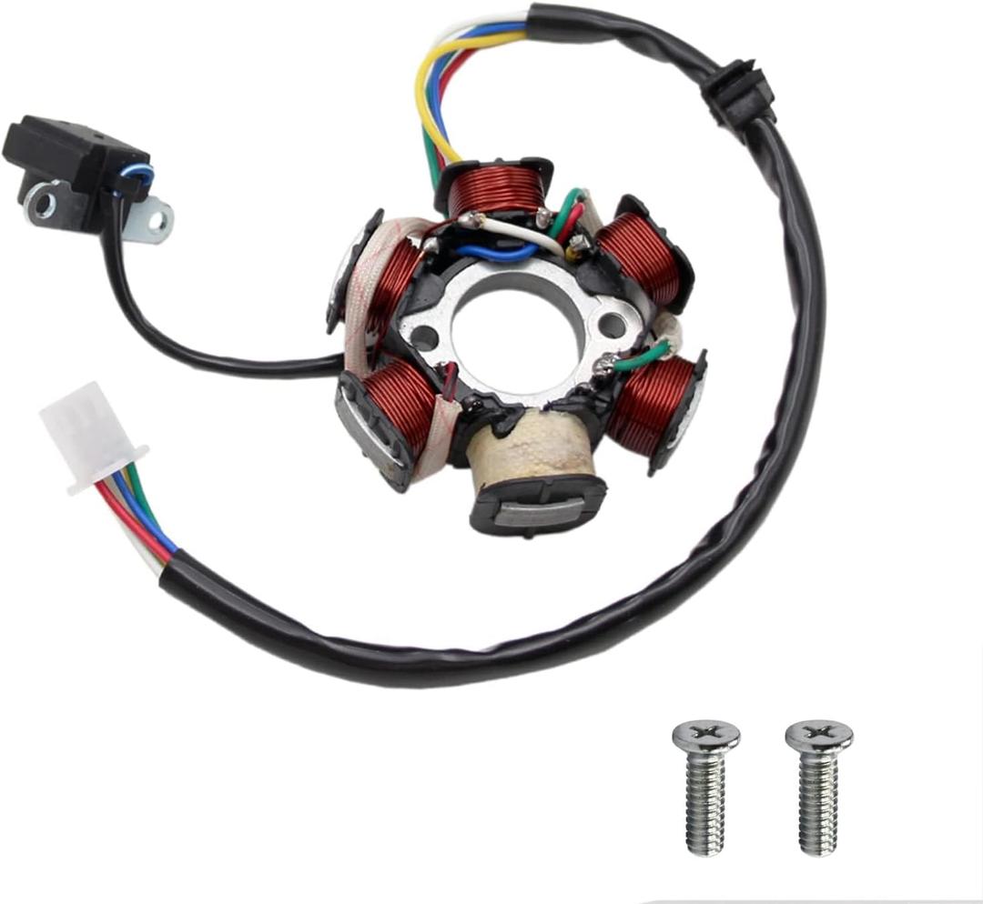 PRO BAT 6 Coil 5 Wire GY6 Stator Magneto 6 Coil Pole for GY6 125cc 150cc Chinese ATVS Quad Bikes Dune Buggy Go Kart UTV Moped Scooter Coolster Roketa Sunl Tank JCL Lance Znen Jonway