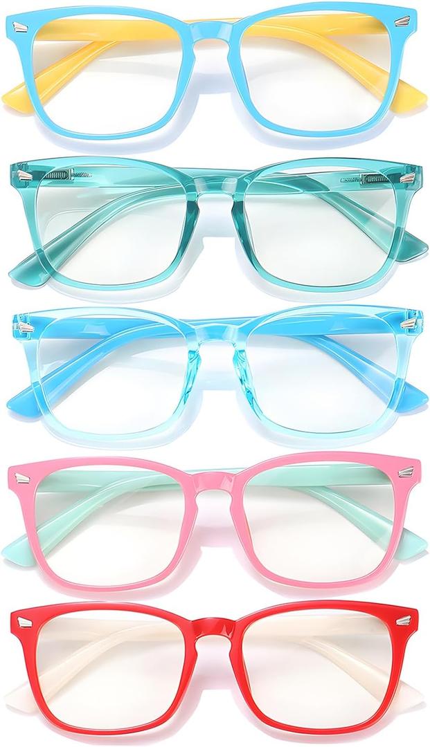 CHEERS DEVICES Blue Light Blocking Glasses for Kids Boys Girls Teens - Computer Glasses with Unbreakable Frame and Anti-Glare (* 5 Pair Mix-b)