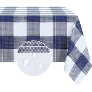 Romanstile Rectangle Plastic Tablecloth, 100% Waterproof Oil-Proof Checkered PVC Table Cloths, Heavy Duty Vinyl Table Covers for Dining, Camping, Picnic, Outdoor - 54 x 78 Inch, Blue Checkered