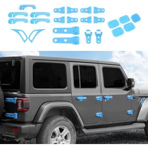 JeCar Exterior Trim Kits Door & Hood Hinge Covers Door Handle Side Vent Tailgate Hinge Trim Covers Exterior Accessories Compatible with Jeep Wrangler JL JLU 2018-2023 2/4 Doors, Light Blue