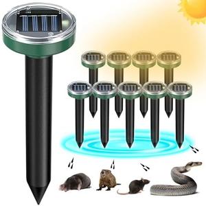 Mole Repellent Solar Powered 8 Pack Snake Repellent Ultrasonic, Groundhog Repeller,Gopher Repeller Sonic Mole Deterrent Spikes, Snake Gopher Mole Vole Repellent Outdoor for Lawn Garden & Yard